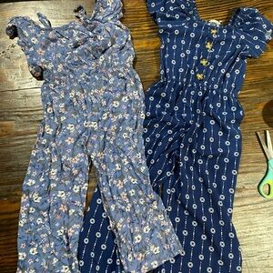 Girls size 7/8 rompers Floral and Patterned Blue Kids One Pieces